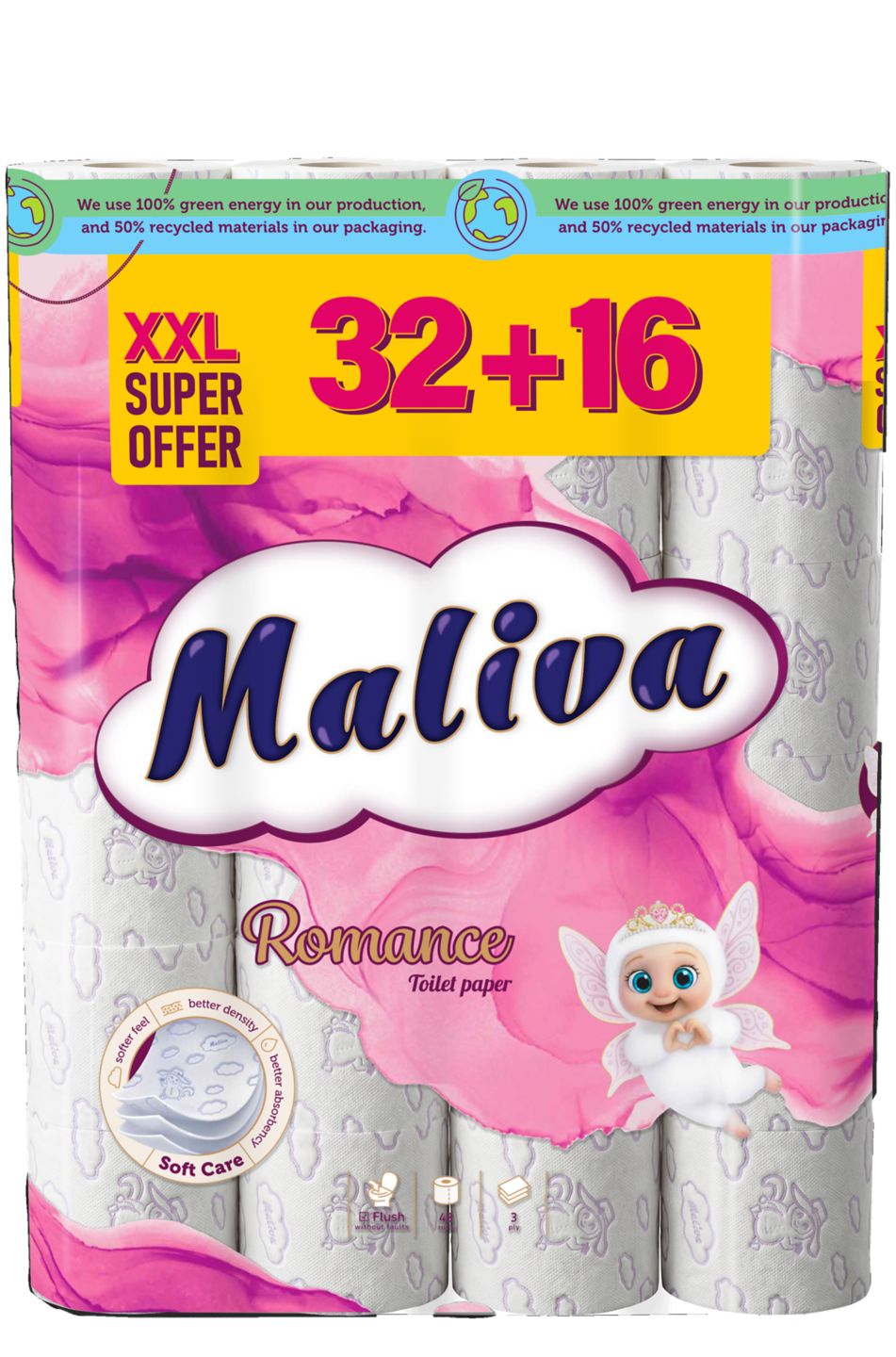 Изображение на MALIVA, тоалетна хартия Тоалетна хартия
Romance, 32+16бр.