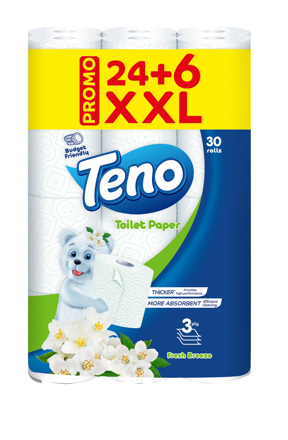 Изображение на TENO Тоалетна хартия Fresh Breeze трипластова
24+6 бр.