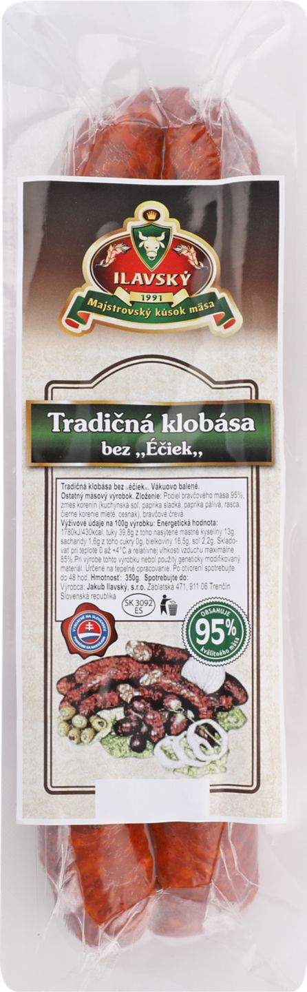 Tradičná klobása bez éčok
350 g