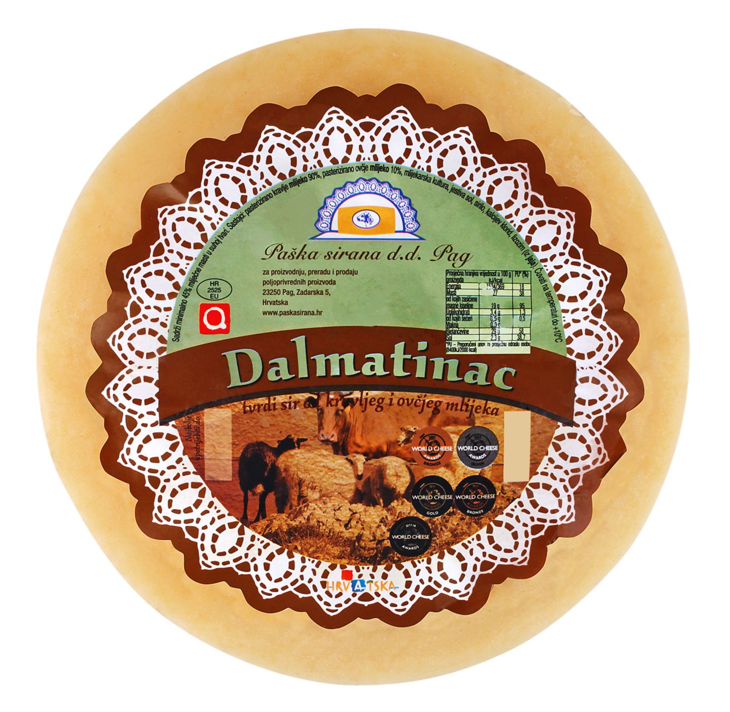 Paška sirana Dalmatinac sir, 45% m.m.
MPC 2.5.2025=22,7€
