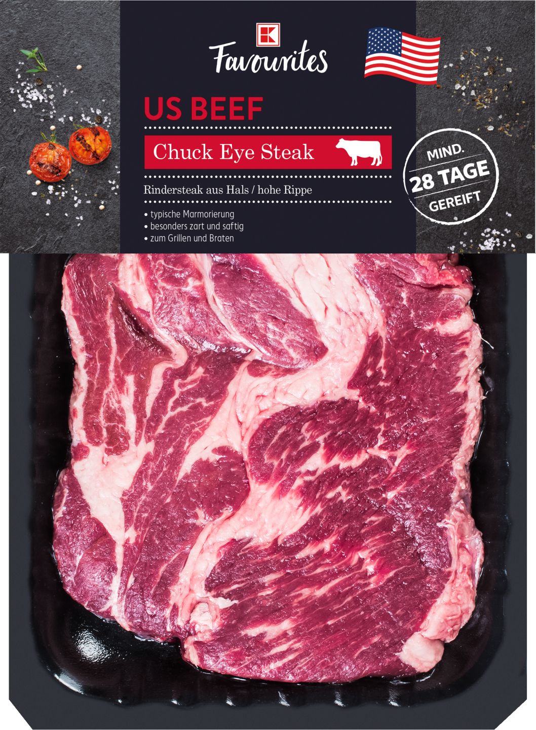 K-Favourites US Chuck eye vyzrálý hovězí steak
cena za 1 kg
