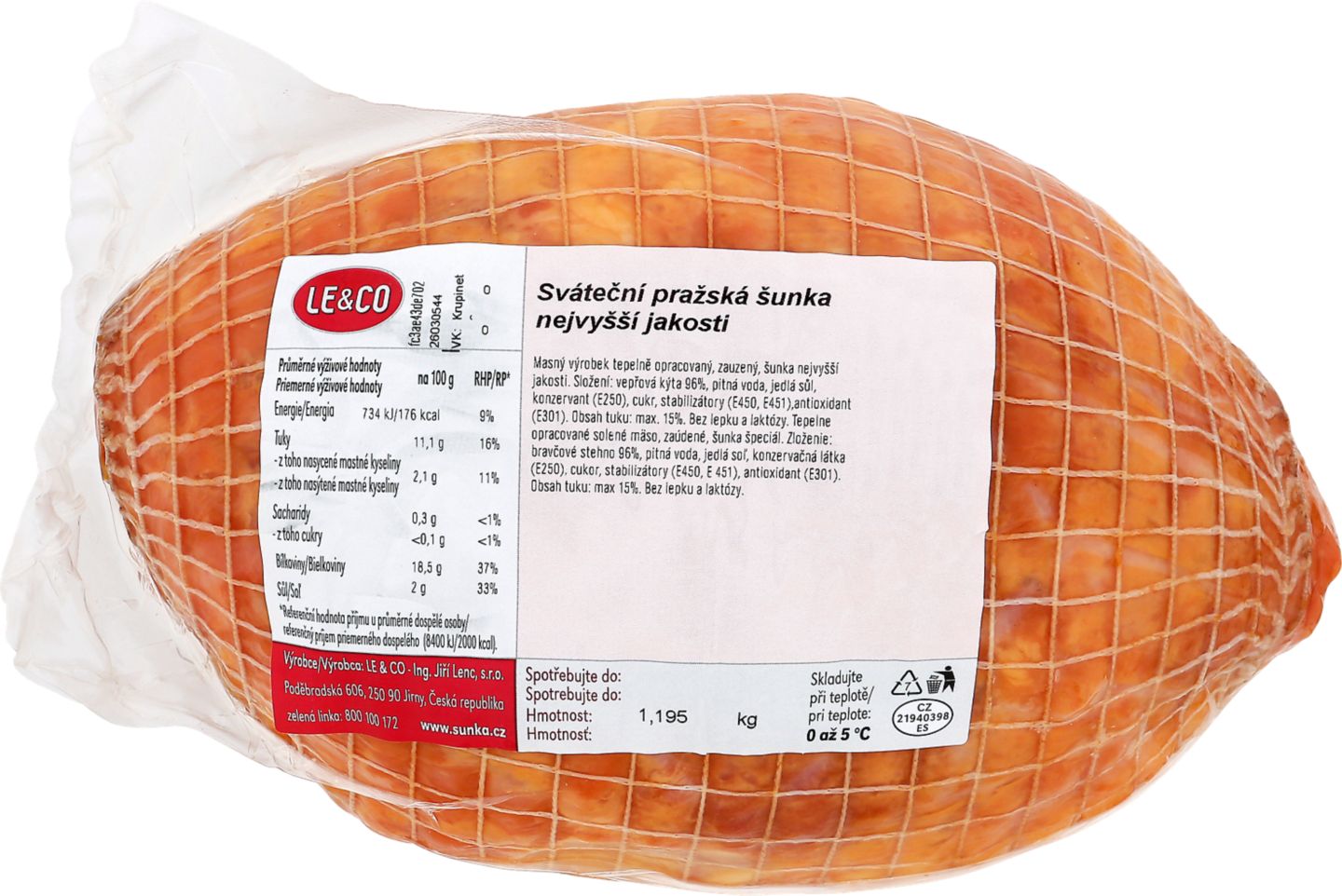 LE&CO Sváteční pražská šunka
nejvyšší jakosti