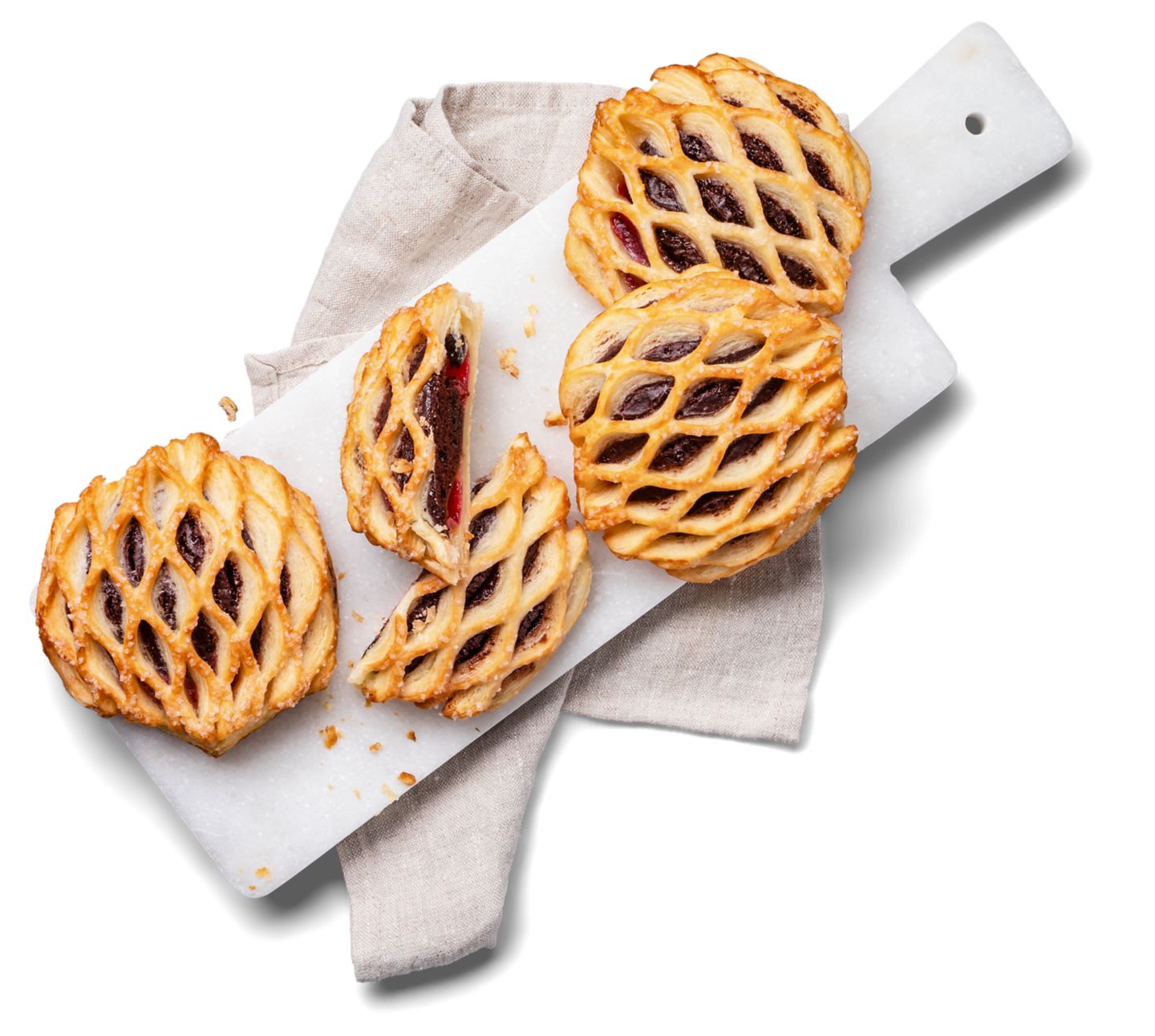 Mřížka s náplní a kakaovým těstem