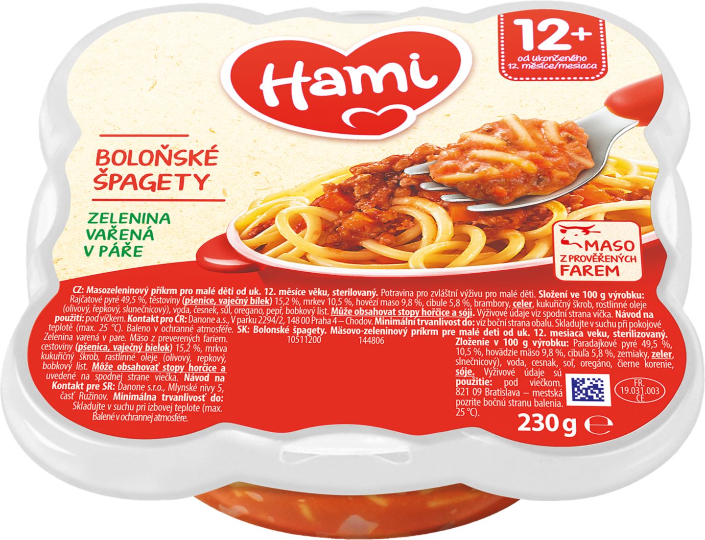 Hami Masozeleninový příkrm
Boloňské špagety