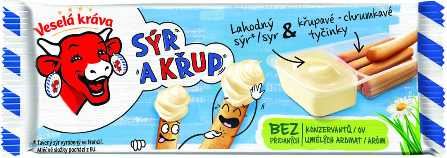 Veselá kráva Sýr a Křup Tavený syr
a trvanlivé pečivo