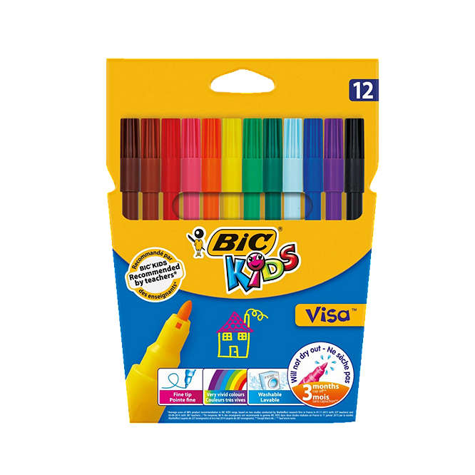 Изображение за продукта BIC Флумастери Kids Visa 12 цвята