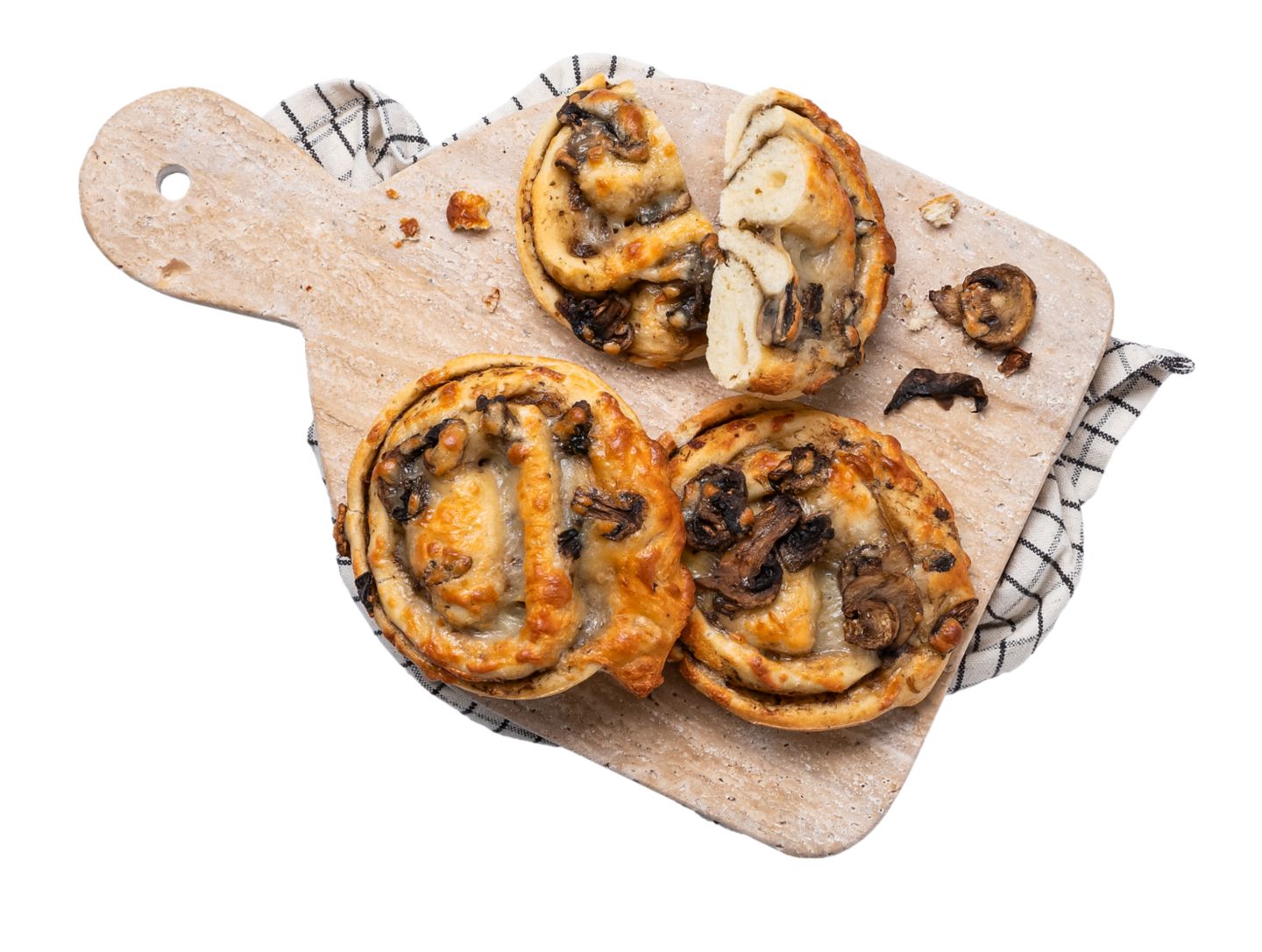 Pizza šnek s houbami