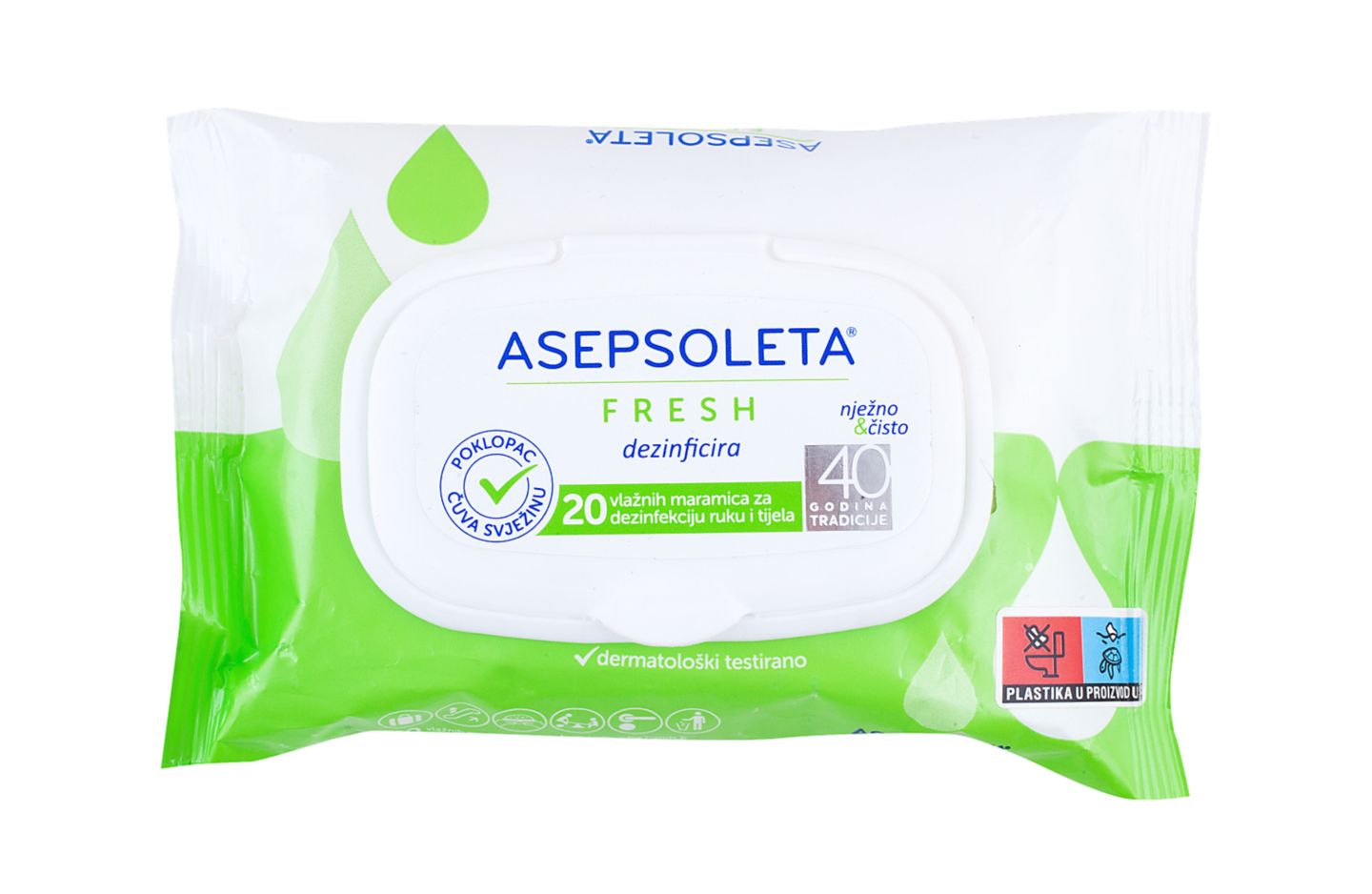Asepsoleta Vlažne maramice
MPC 2.5.2025=1,59€