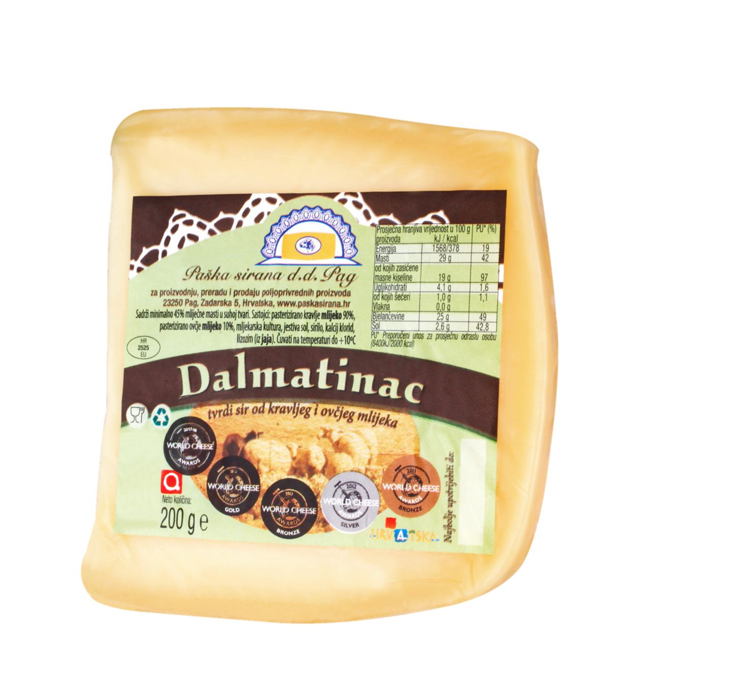 Paška sirana Dalmatinac 200 g
MPC 2.5.2025=4,79€
