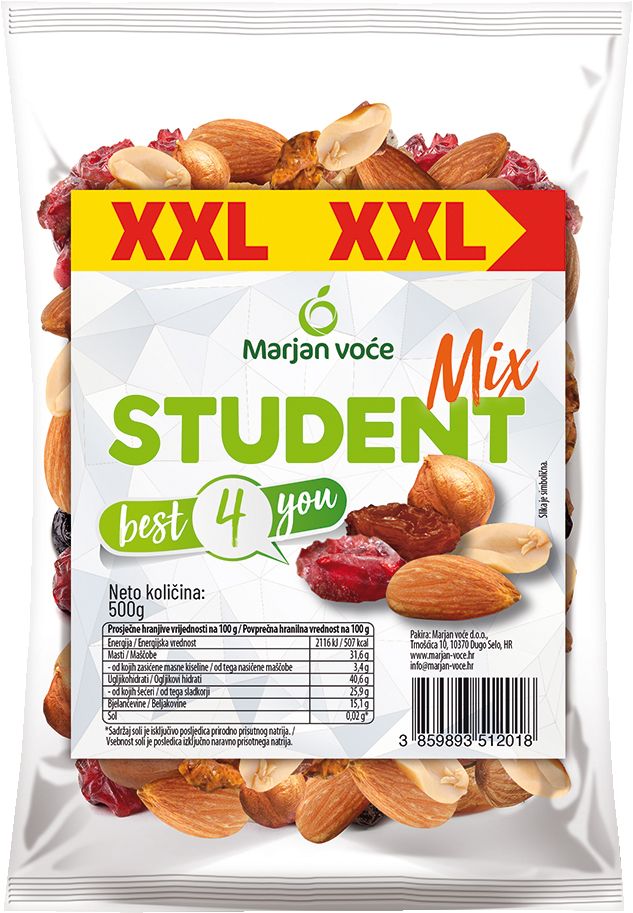 Marjan voće Student mix
MPC 2.5.2025=2,99€