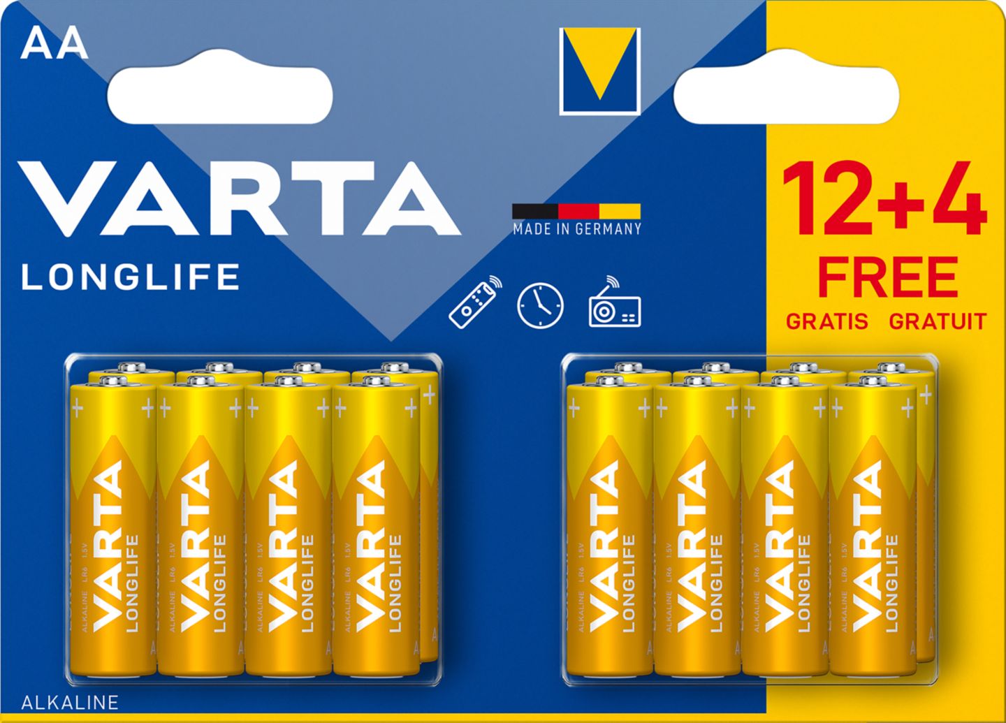 Varta Baterie AA v balení 12+4 kusy