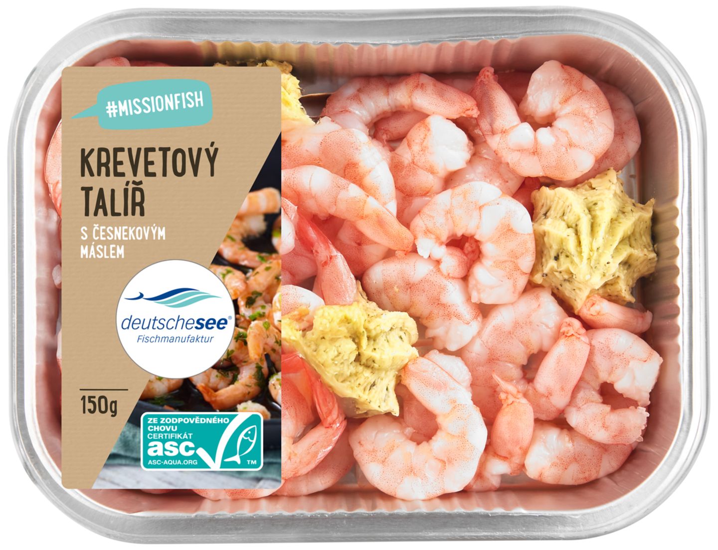 Deutschesee Krevetový talíř
s česnekovým maslém