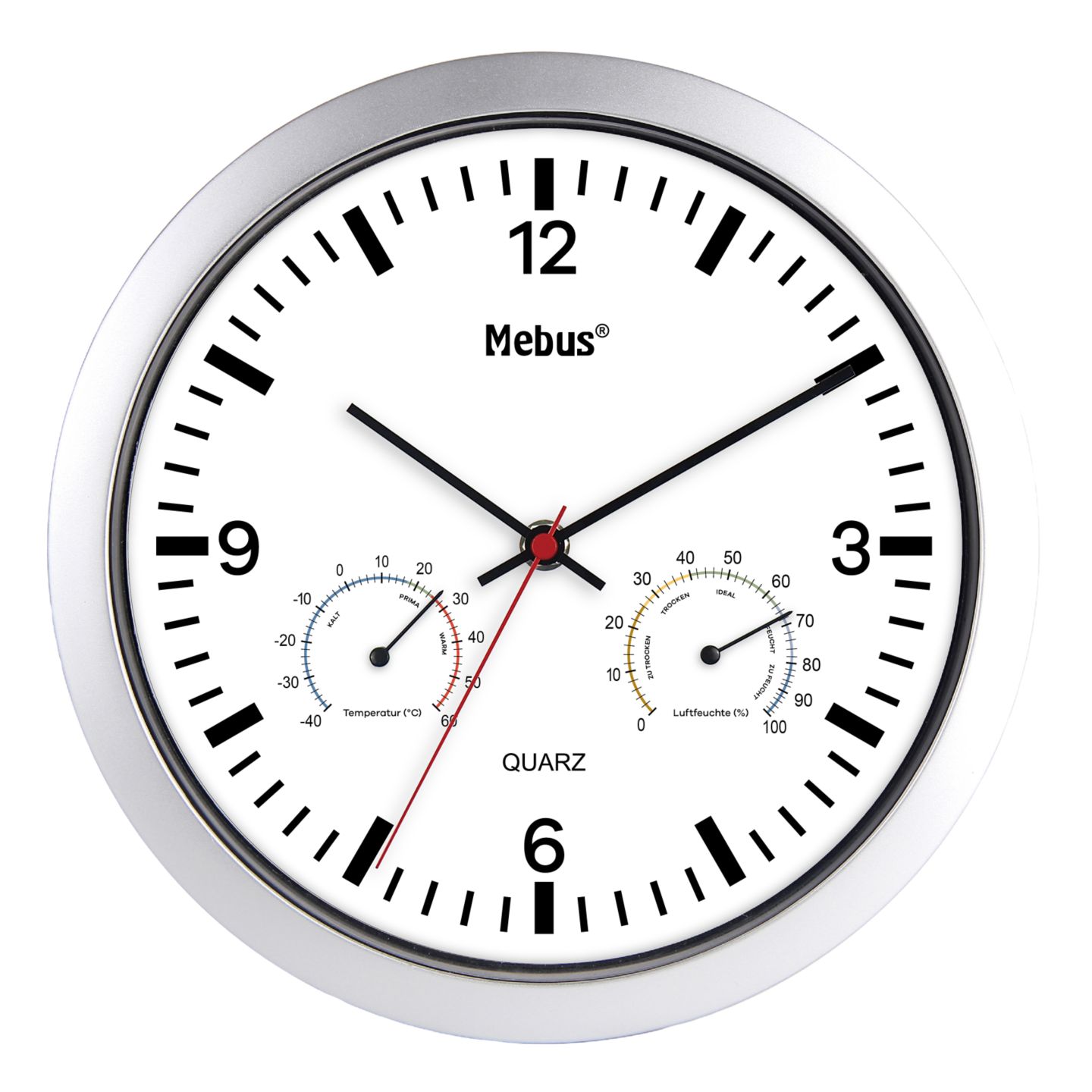 MEBUS Wanduhr mit Klimastation 