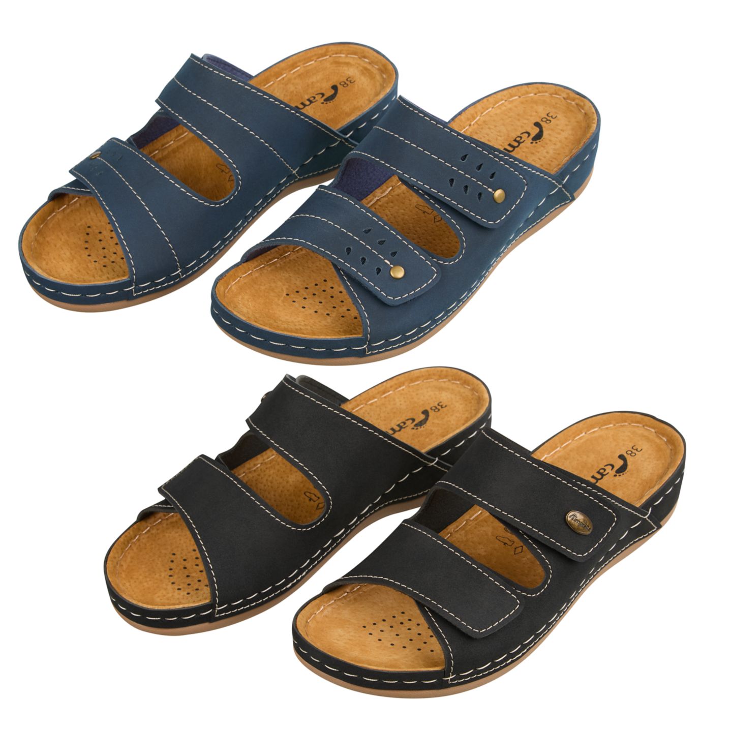 CAMPRELLA Damen-Comfort-Pantoletten