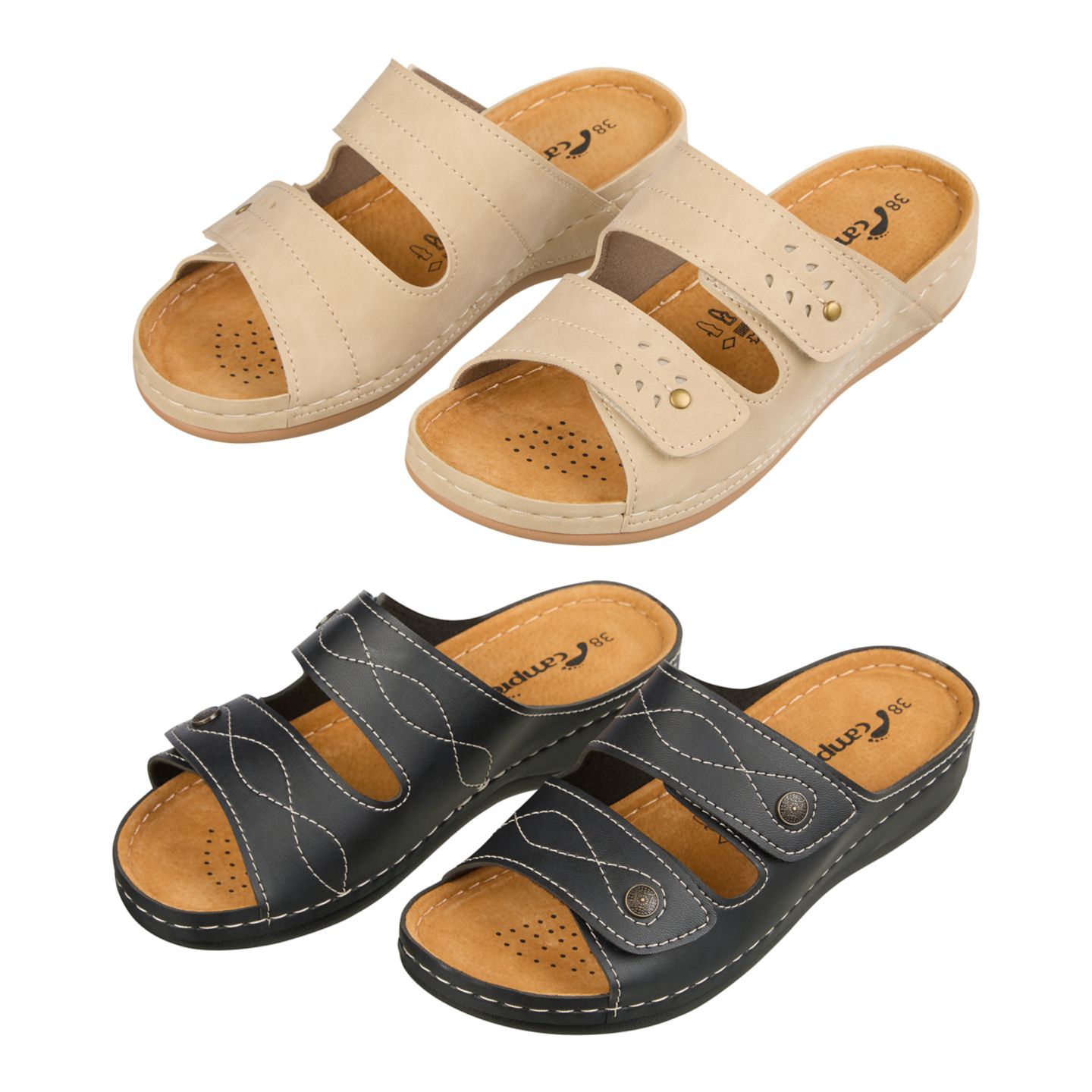 CAMPRELLA Damen-Comfort-Pantoletten