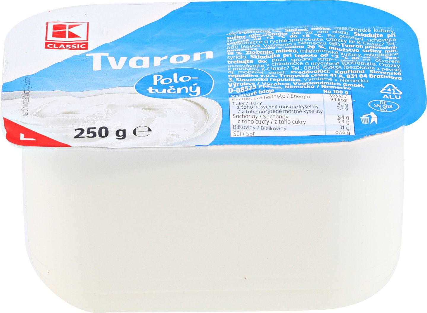 K-Classic tvaroh polotučný
tuk 3,5 %
