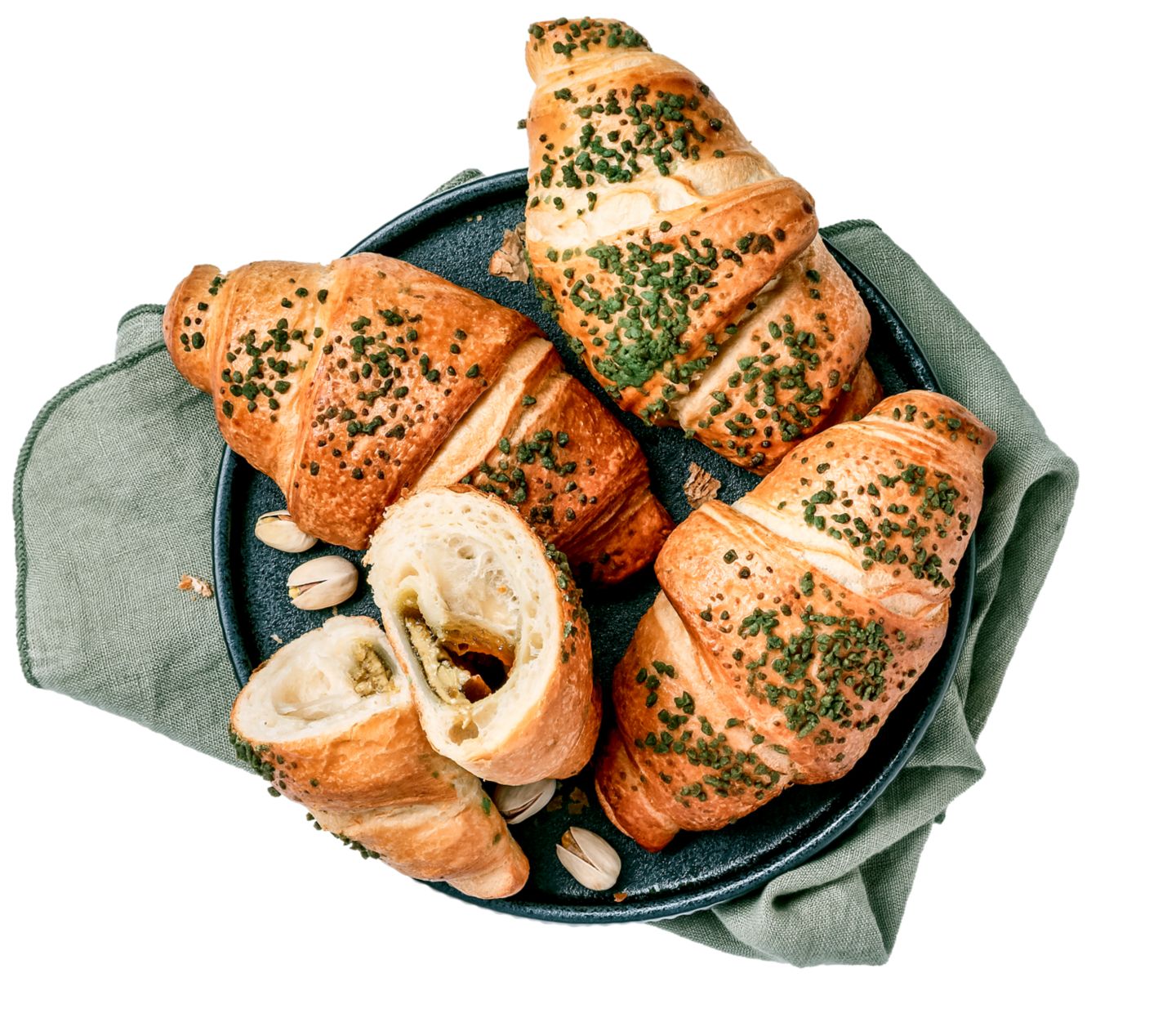 Croissant s pistáciovým krémem