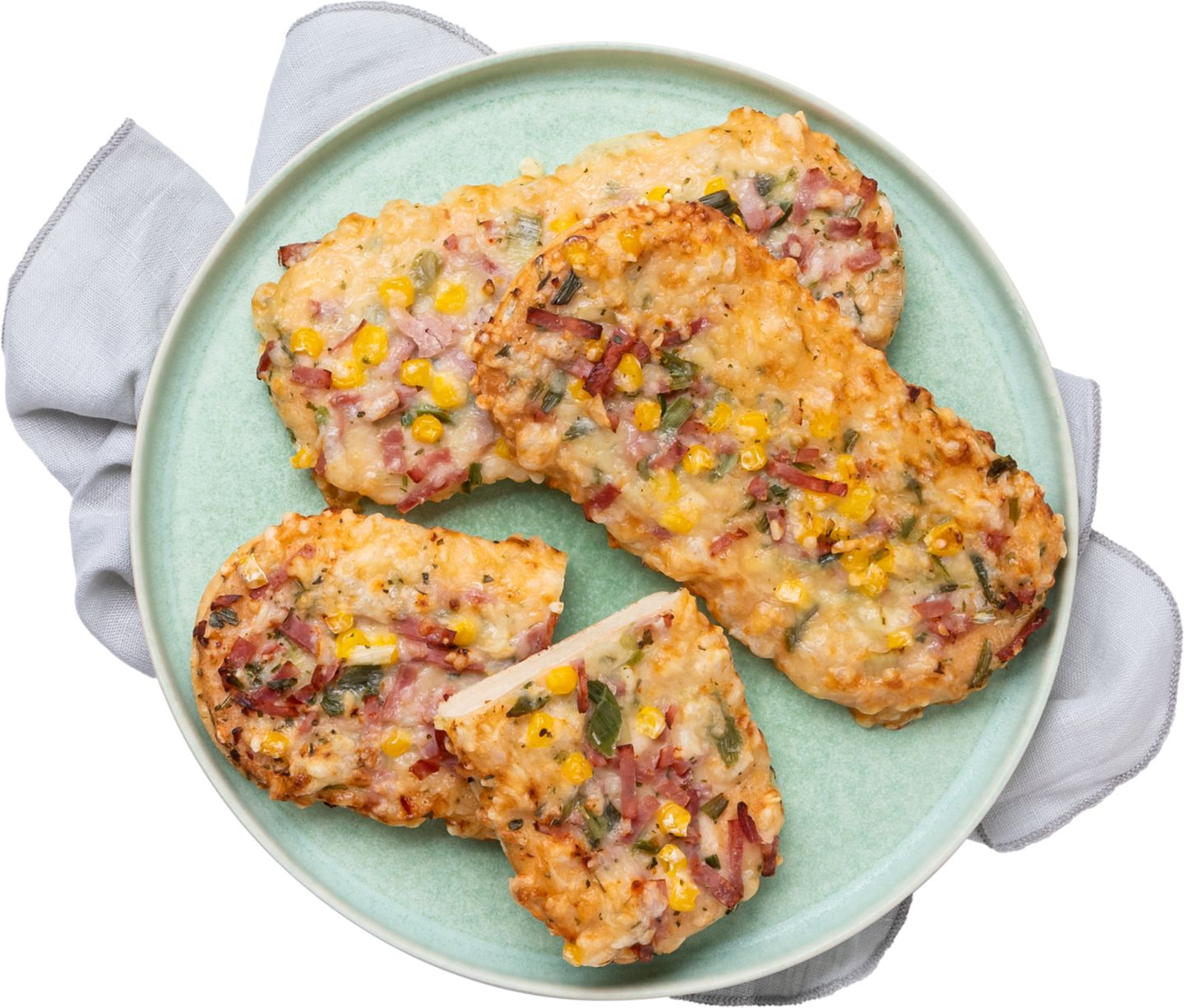 Mini pizza s goudou
šunkou a kukuřicí