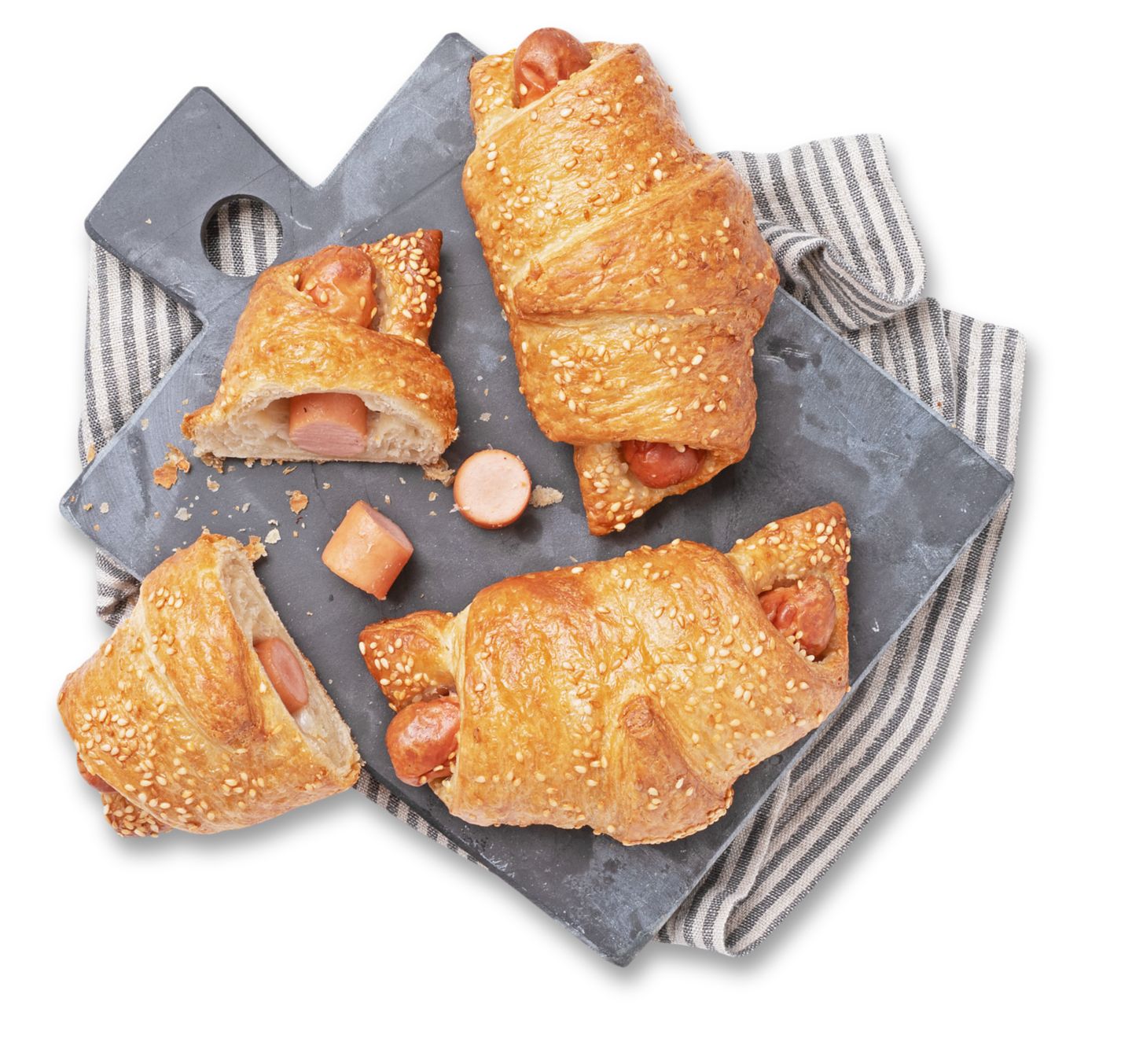 Croissant s krůtím párkem