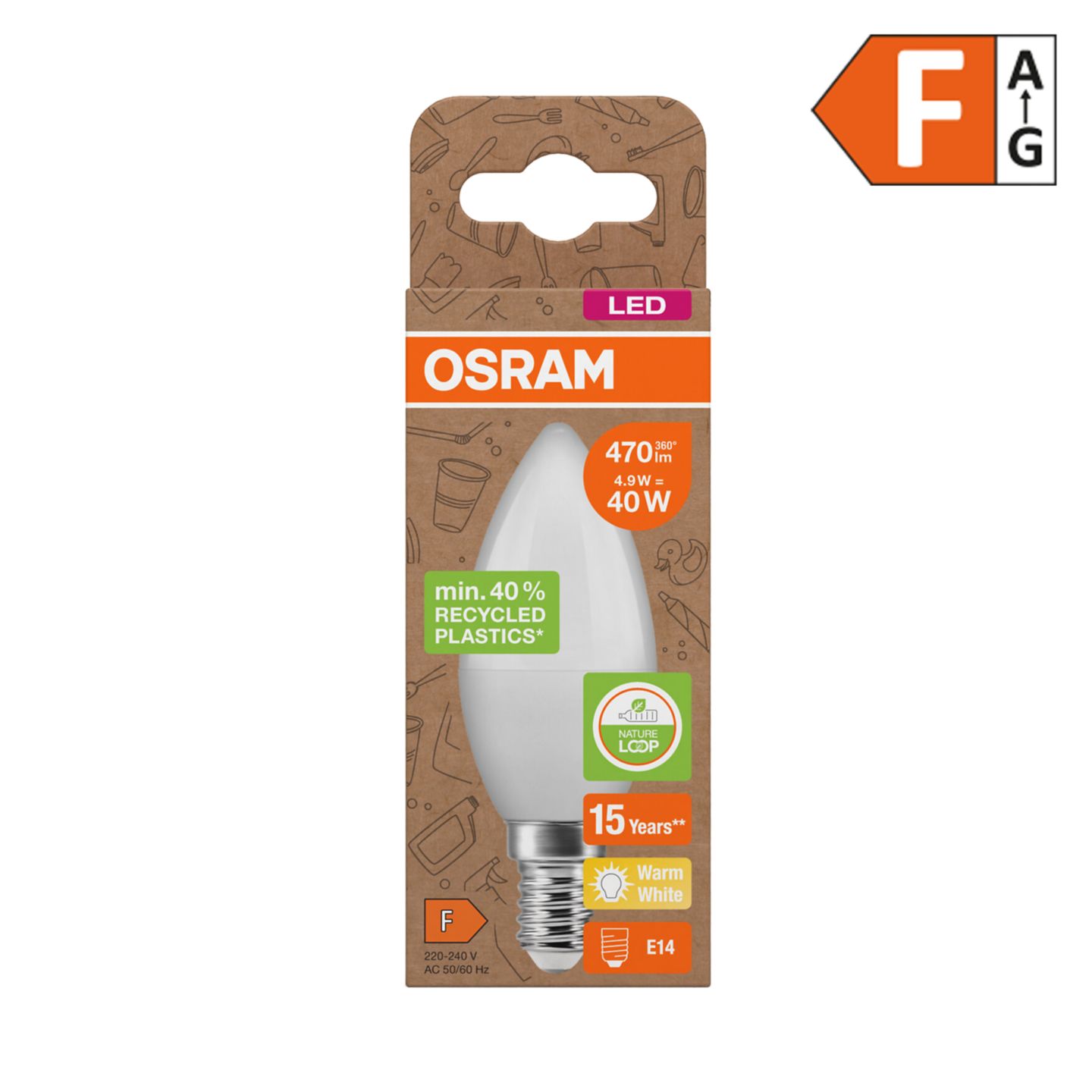 OSRAM LED-Kerze E14 matt 4,9 W