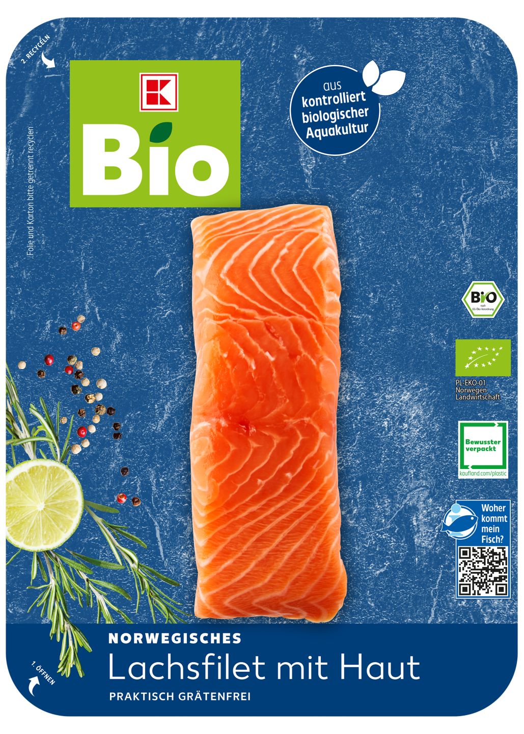 K-BIO Norweg. Bio-Lachsfilet mit Haut