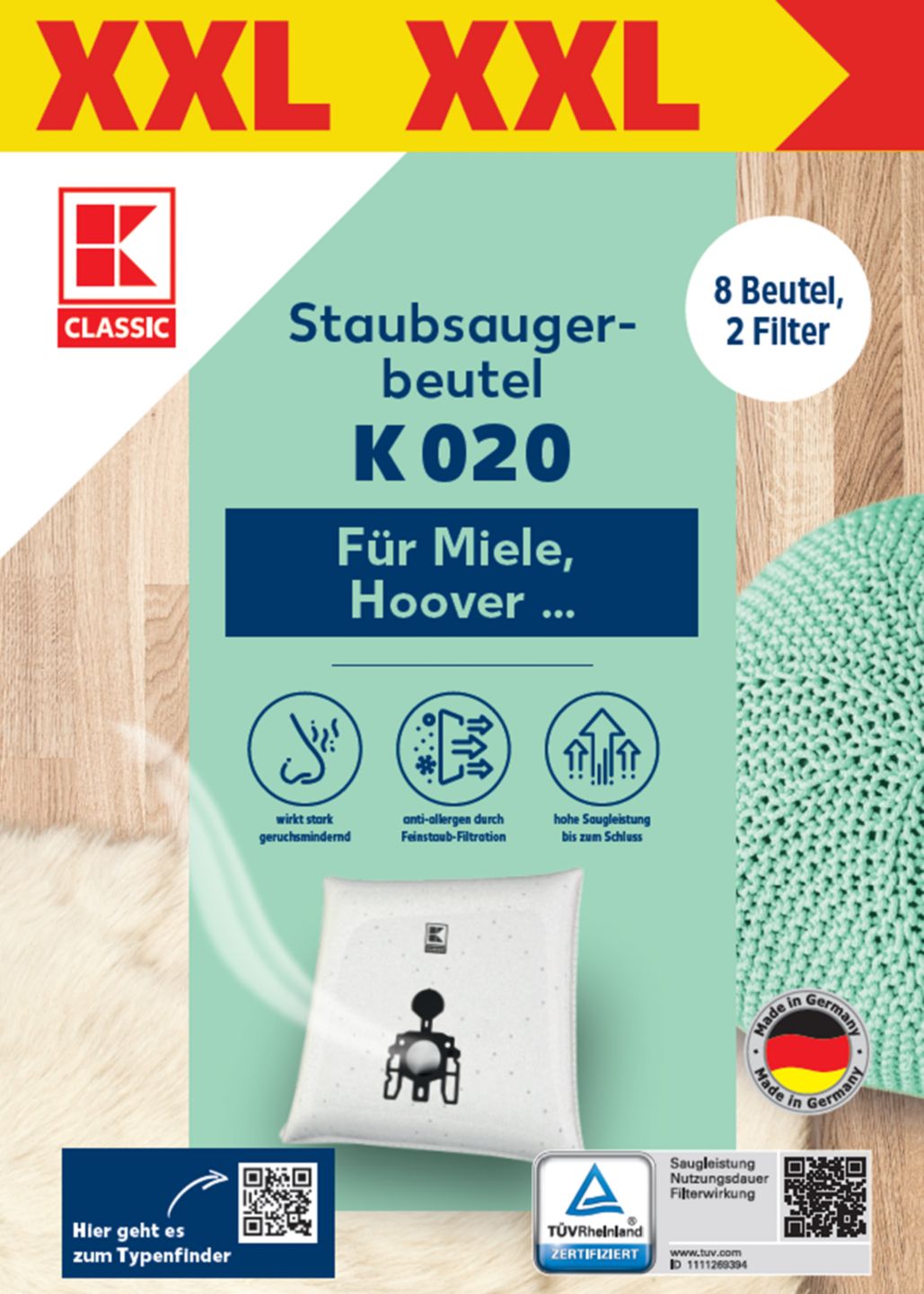 K-CLASSIC Staubsaugerbeutel »K 020« XXL-Pack