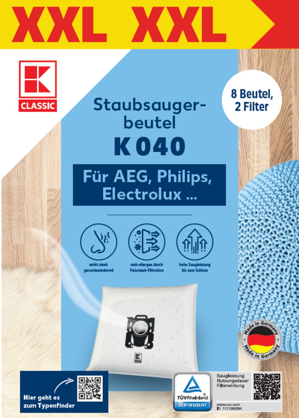 K-CLASSIC Staubsaugerbeutel »K 040« XXL-Pack