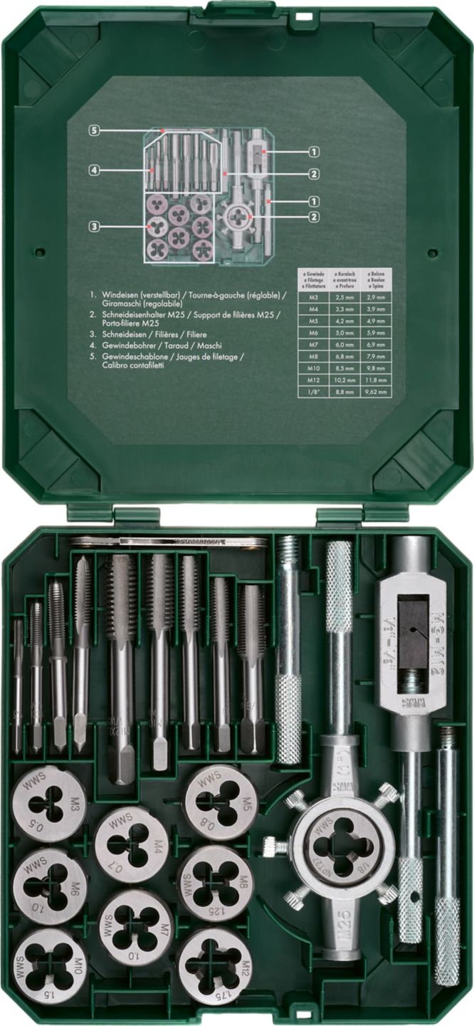 Изображение на Parkside® Комплект метчици и плашки
21 части