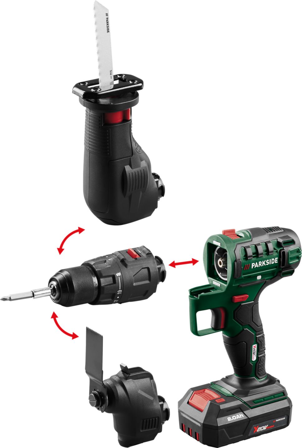 PARKSIDE® 3-in-1-Akku-Kombigerät 20 V »PKGA 20-Li D2« mit Akku