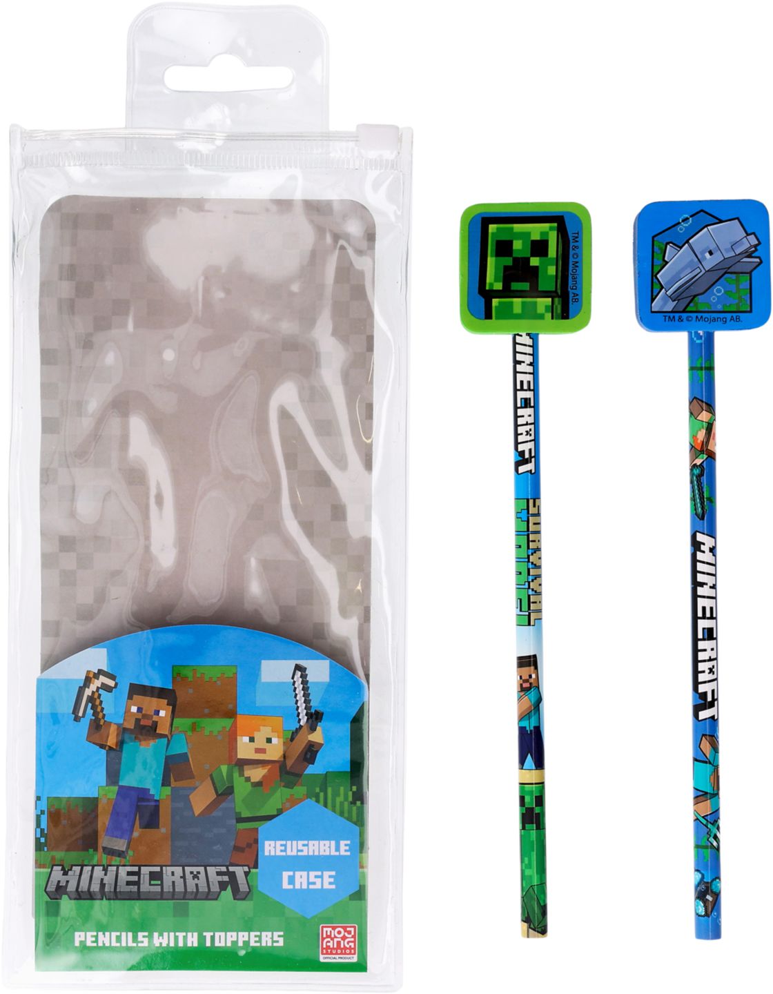 MINECRAFT Tužky s gumou 2ks