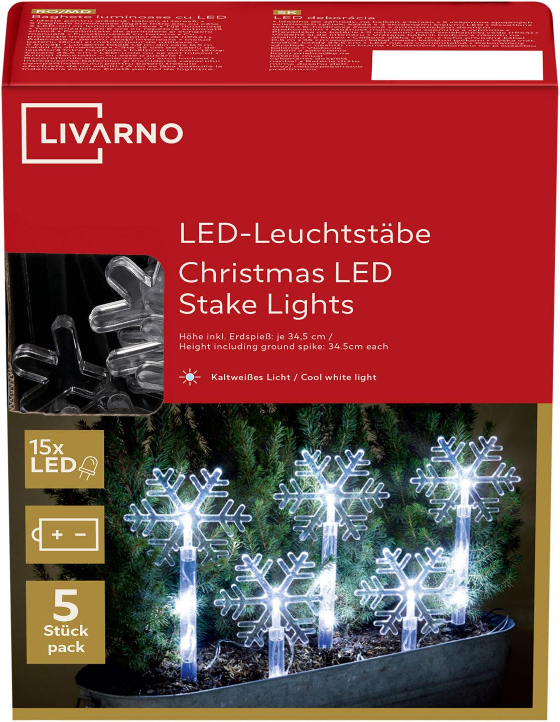 LIVARNO® LED-Leuchtstäbe »Schneeflocke«