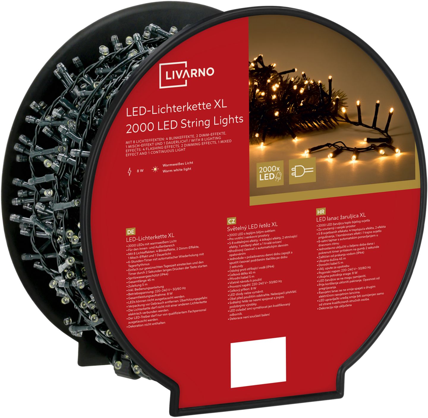 LIVARNO® LED-Lichterkette XL mit 2.000 warmweißen LEDs