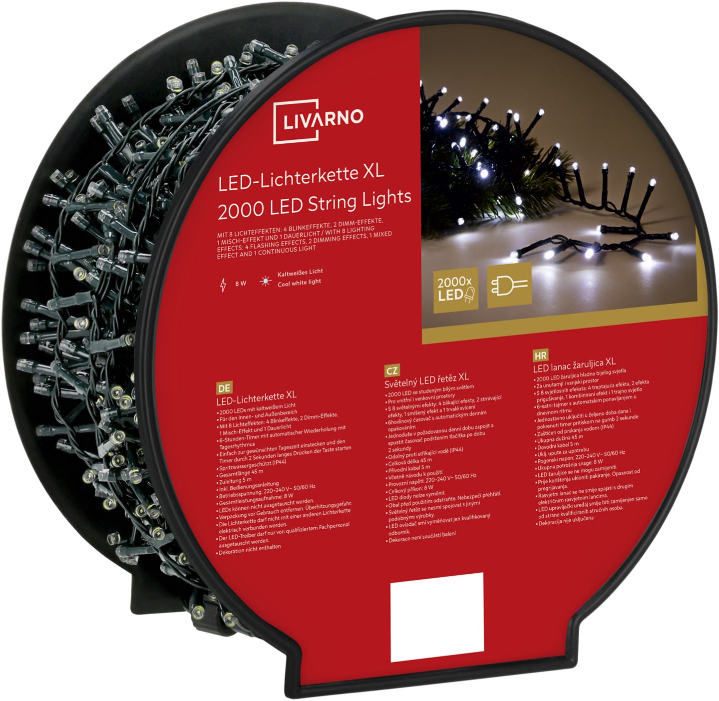 LIVARNO® LED-Lichterkette XL mit 2.000 kaltweißen LEDs