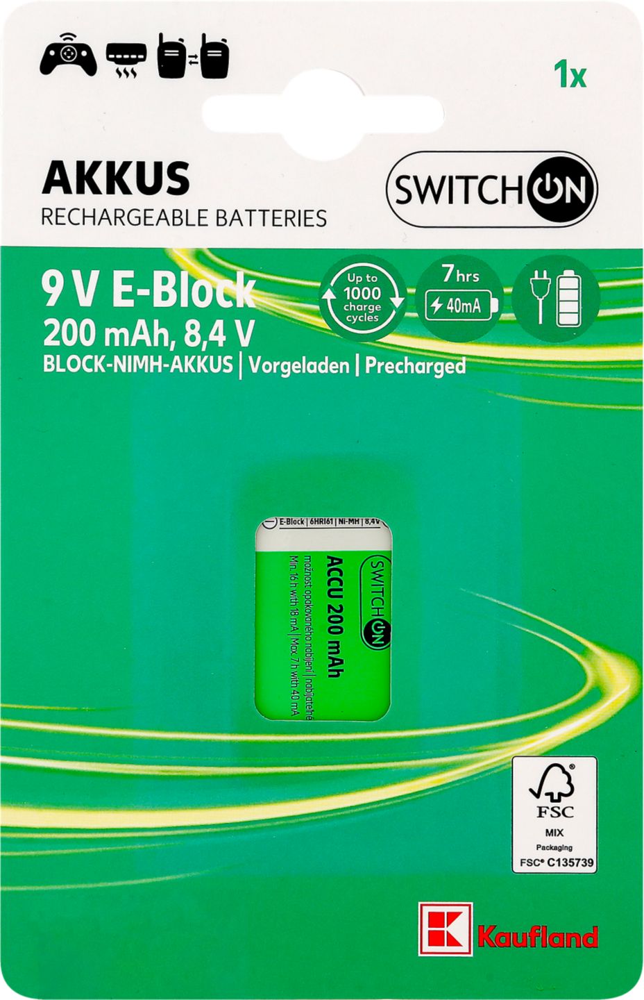 SWITCH ON Baterie Ni-MH 9V blok