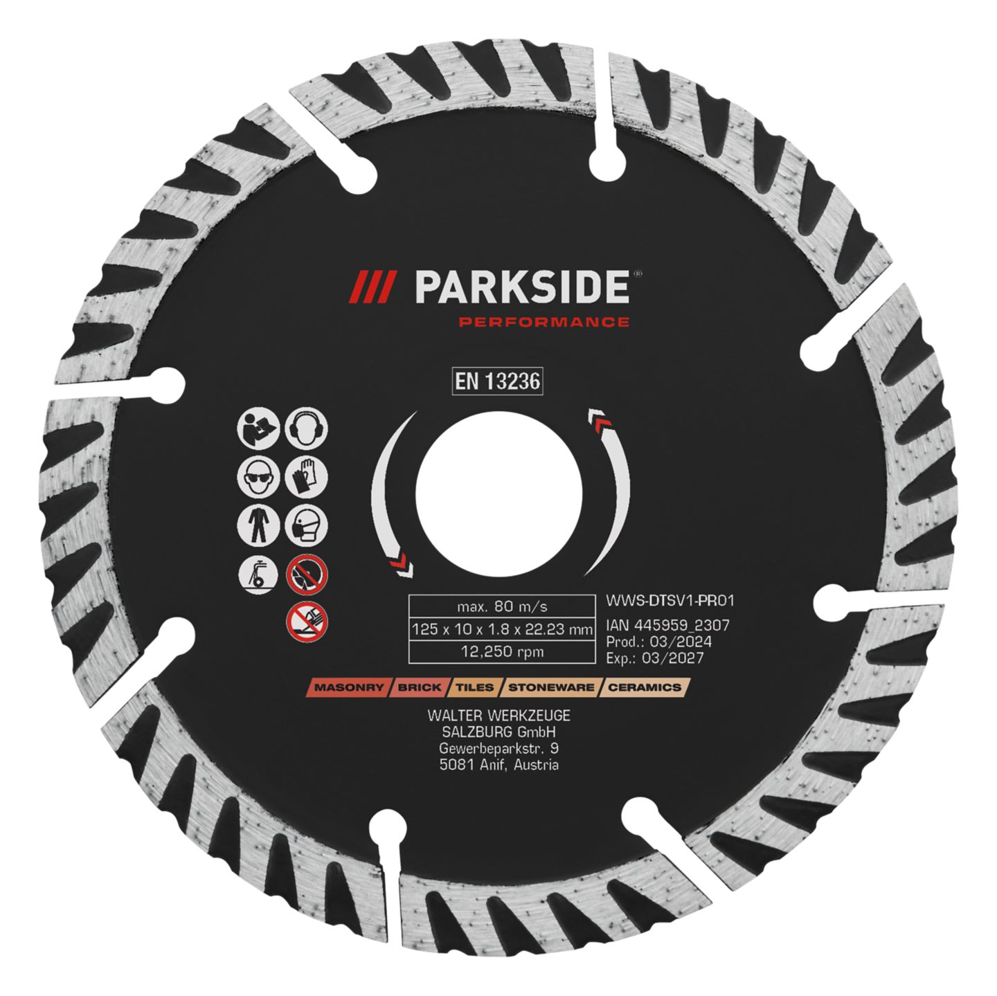 PARKSIDE Diamantový řezný kotouč
průměr: 125 mm