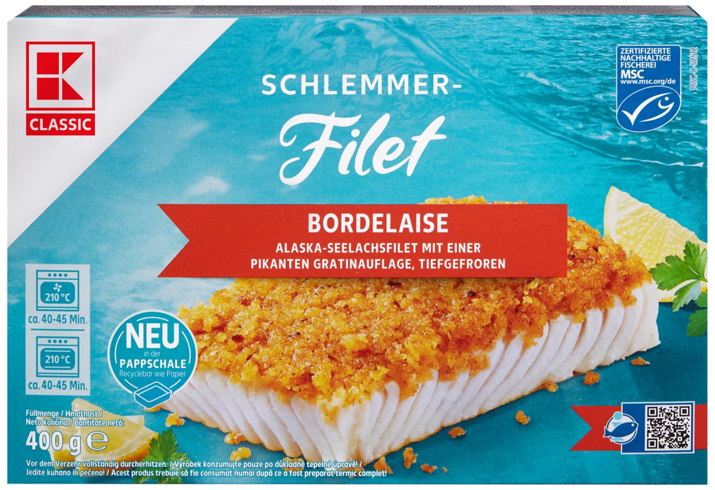 K-Classic Filé z aljašské tresky
Bordelaise/Brocolli