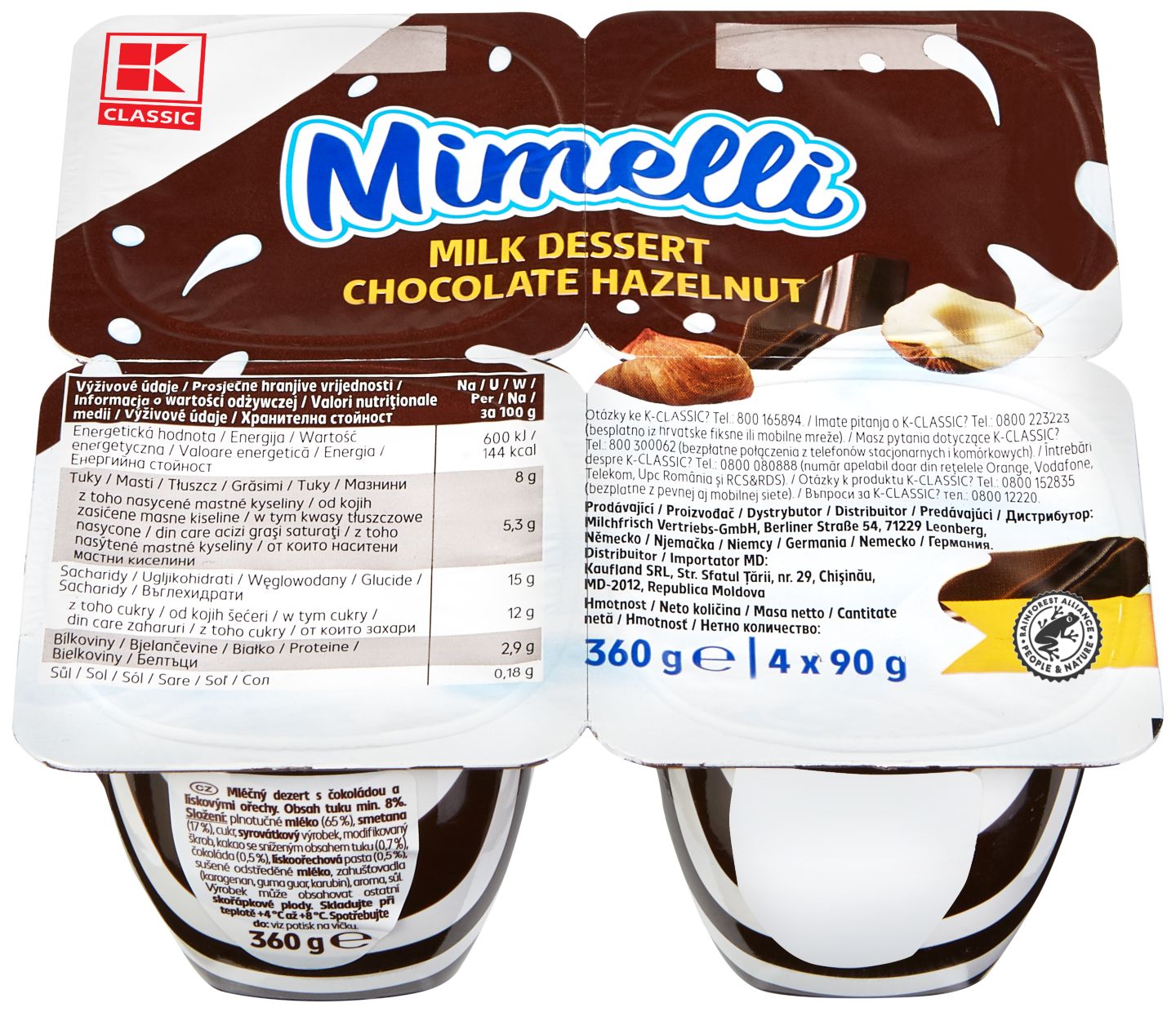 K-Classic Mimelli Mliečny dezert
s príchuťou čokoláda-oriešok