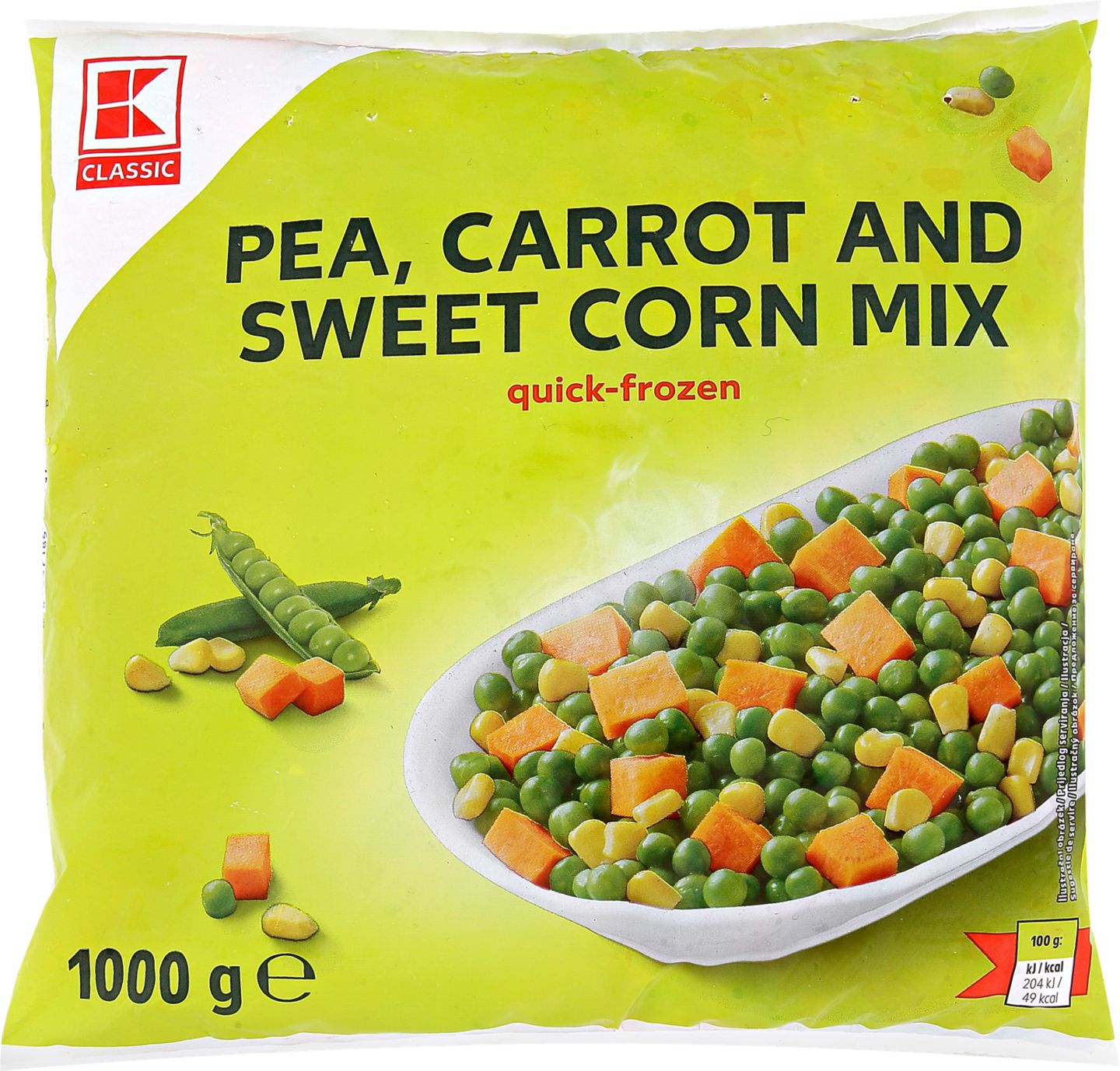 K-Classic Zeleninová směs
hrášek, mrkev a kukuřice