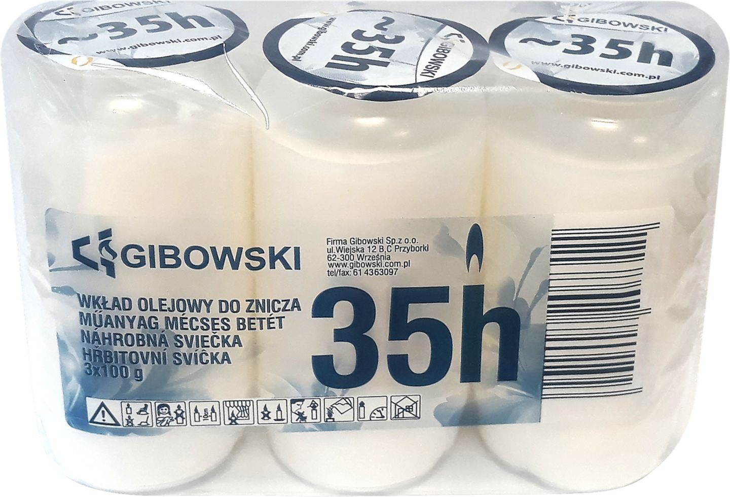 Hřbitovní svíčka výška: 10 cm
náplň: 100 g parafínu