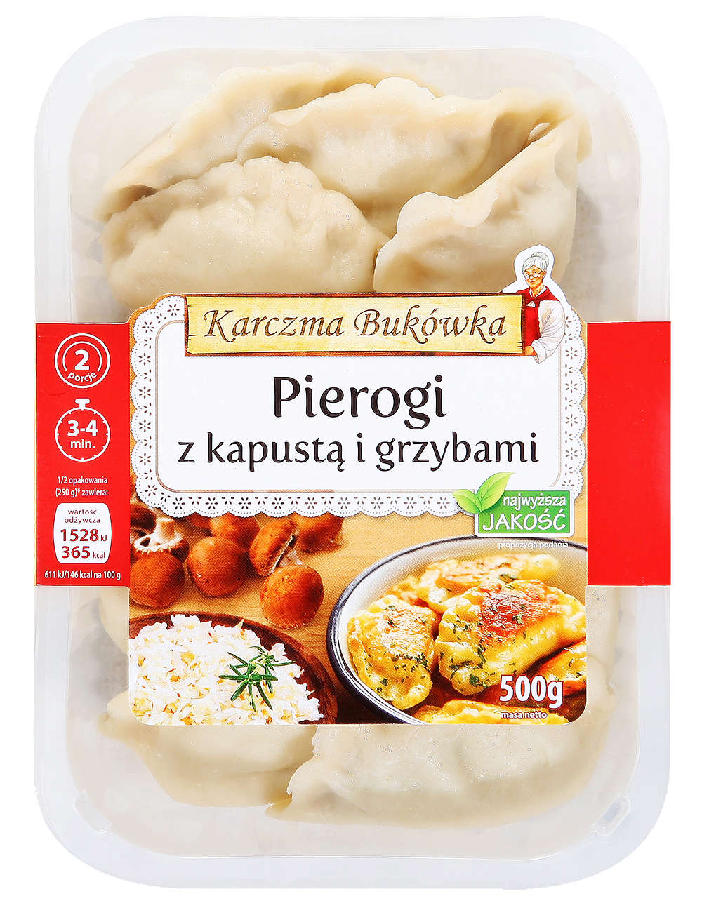 Zdjęcie oferty Karczma Bukówka Pierogi z kapustą i grzybami 500 g opakowanie