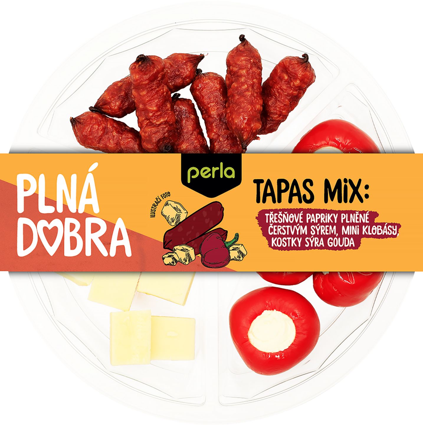 Perla Tapas mix
sýr,klobása, papriky