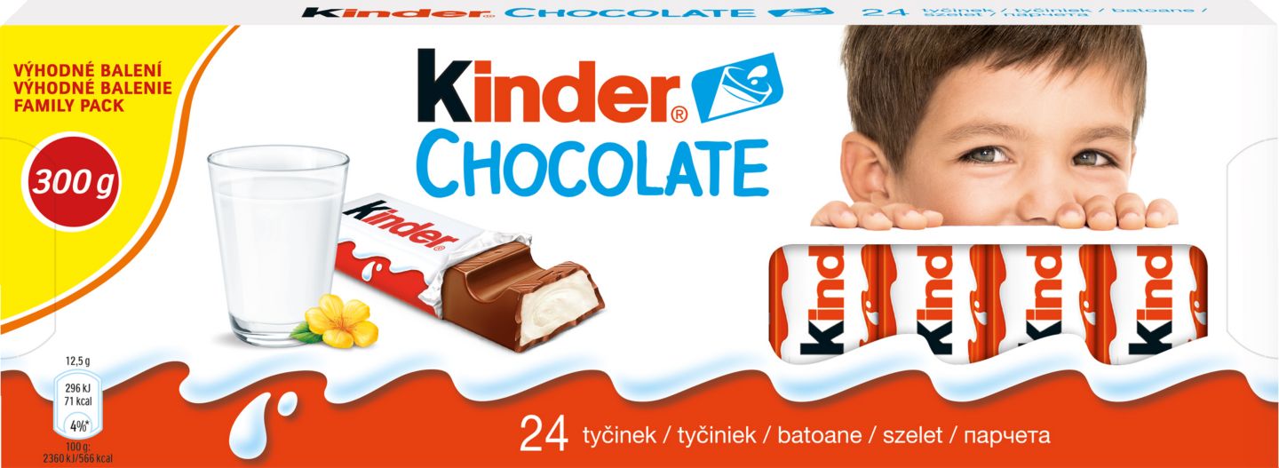 Kinder Chocolate Čokoládové tyčinky
s mléčnou náplní