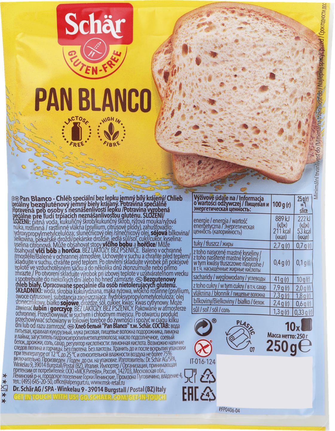 Schär Pan Blanco
bezlepkový chléb