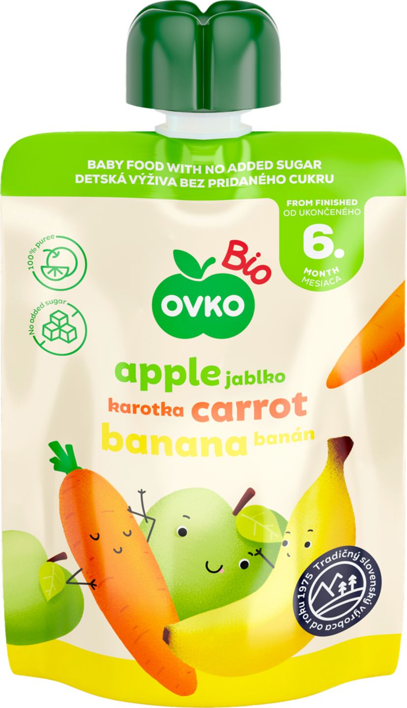 Изображение на Ovko Bio Пюре ябълка,банан,морков
90 г