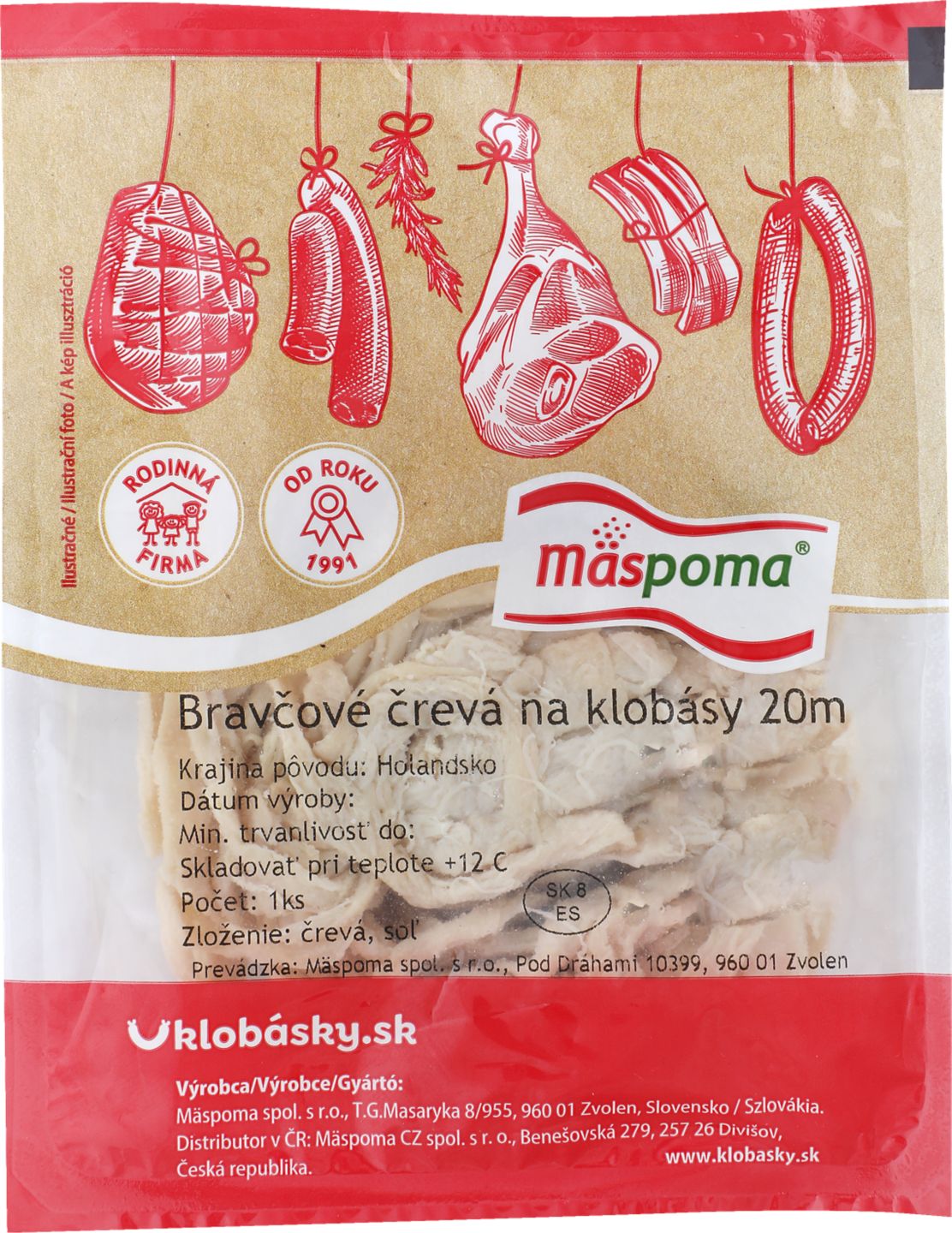 Bravčové črevá na klobásy 