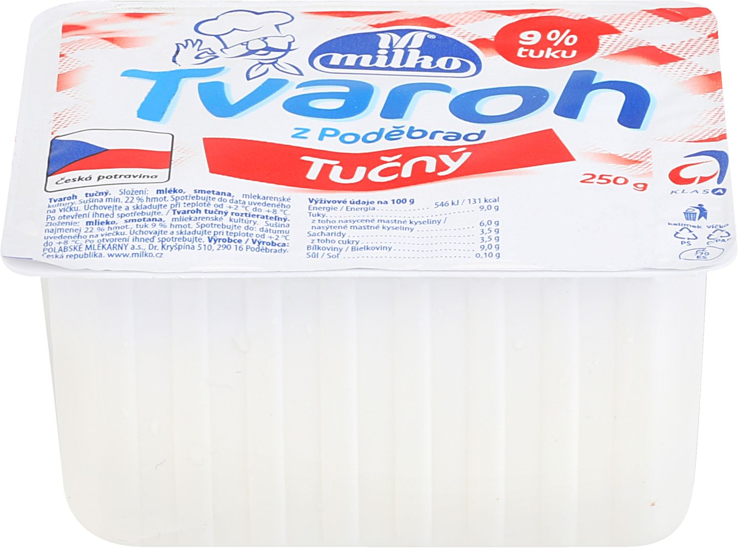 Milko Tvaroh tučný
tuk 9%