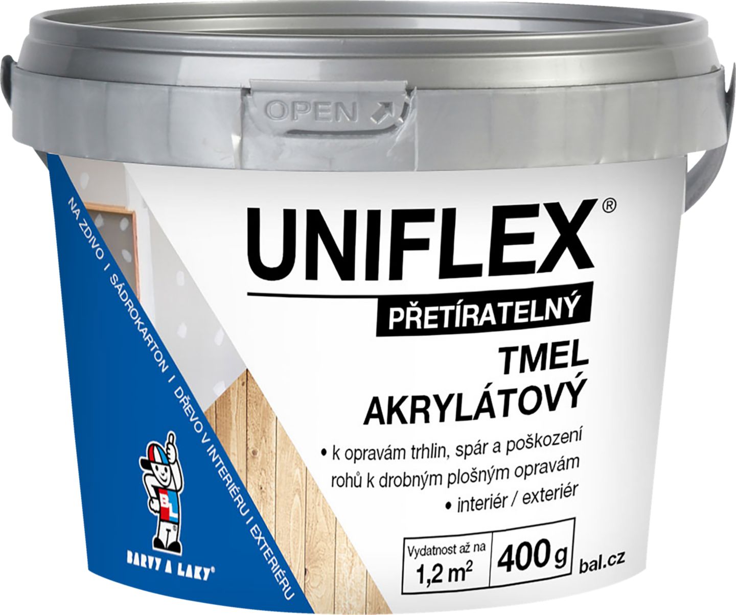 Tmel akrylátový omítka, sádrokarton, dřevo
400 g