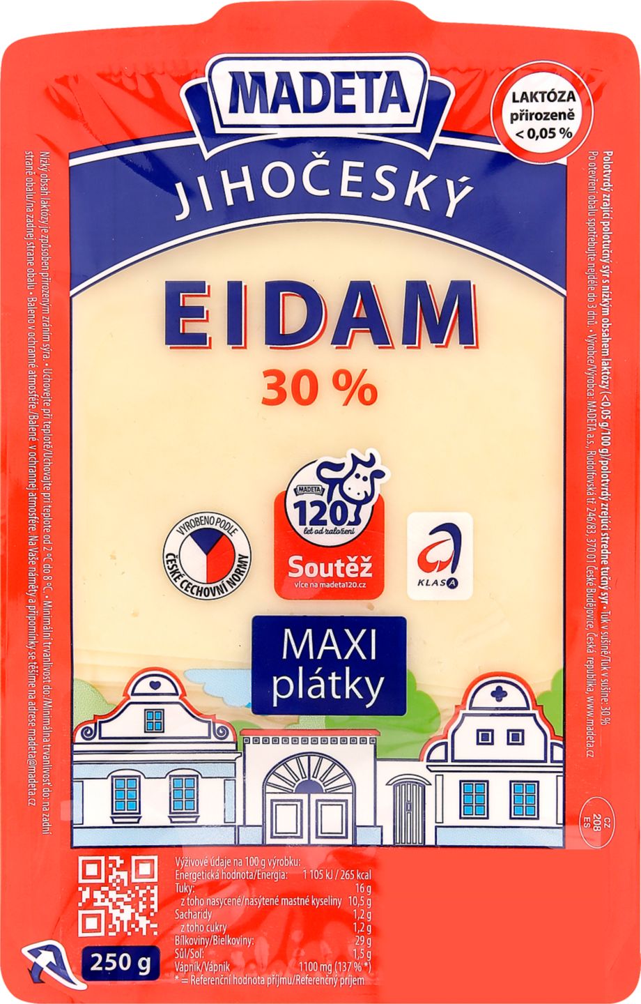 MADETA Jihočeský Eidam 30%
MAXI plátky