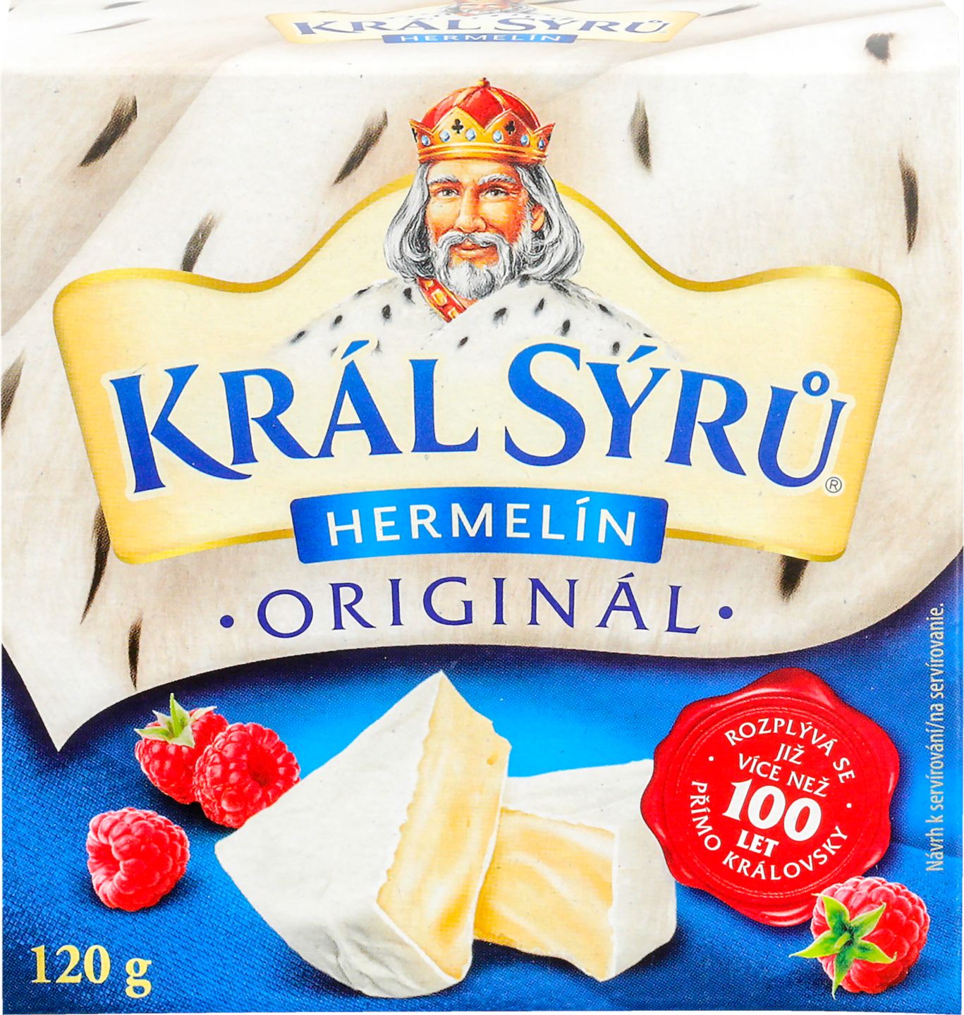 Král sýrů Hermelín Sýr s bílou plísní
na povrchu