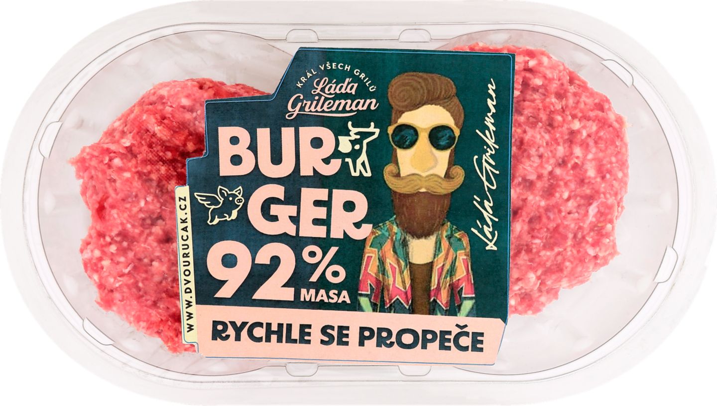 Kostelecké uzeniny Láďův burger
mix hovězí + vepřové
